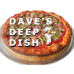 Logo for Dave's Deep Dish; an image of a pizza