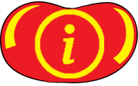 An image of a jellybean stamped with a glyph representing 'Information'